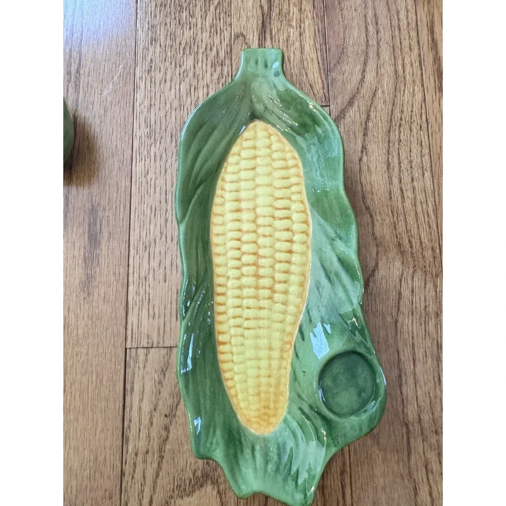Vintage Ceramic‎ Corn Dishes with Salt Shakers - Mold 1982 Set Of 3